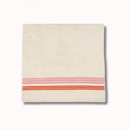 Serviette 100x50cm - raye - ecru/oeillet