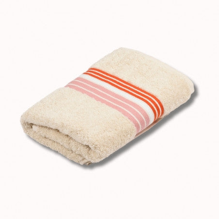 Serviette 100x50cm - raye - ecru/oeillet