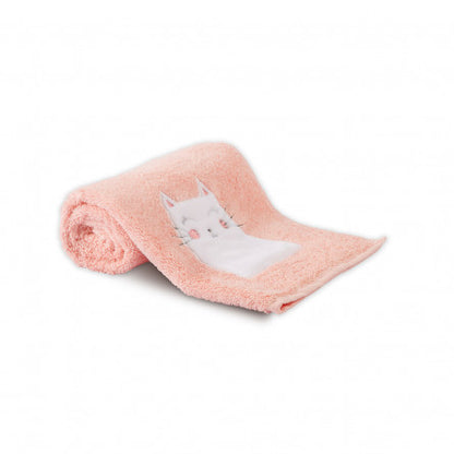 Serviette éponge Petit Chat rose - Garnier-Thiebaut