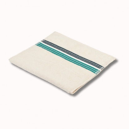Serviette invité 50x30cm - raye - ecru/menthe