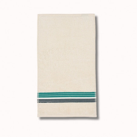 Serviette invité 50x30cm - raye - ecru/menthe