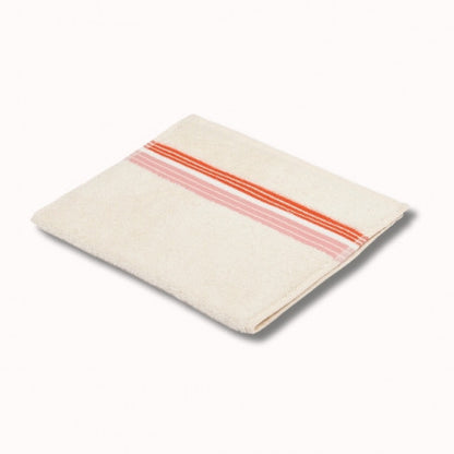 Serviette invité 50x30cm - raye - ecru/oeillet