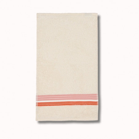 Serviette invité 50x30cm - raye - ecru/oeillet