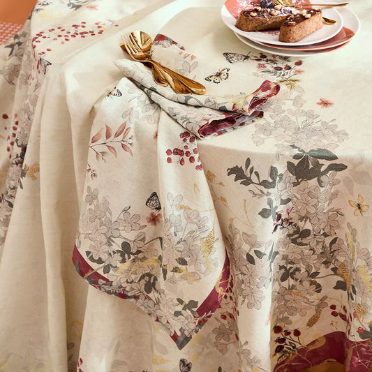 Serviette Vintage Flowers Cranberry - Garnier Thiebaut
