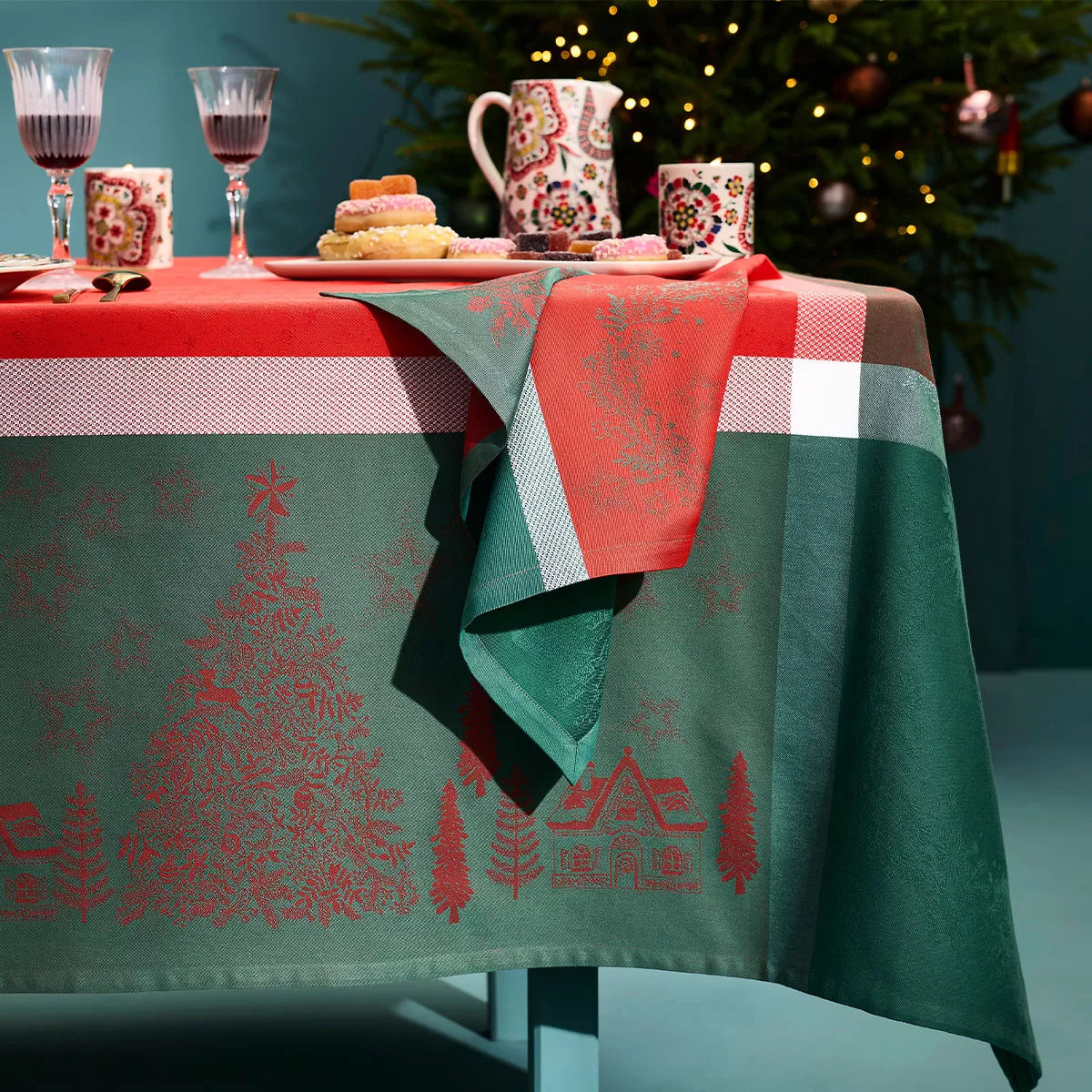 Serviette Noel Magique Houx - Garnier Thiebaut