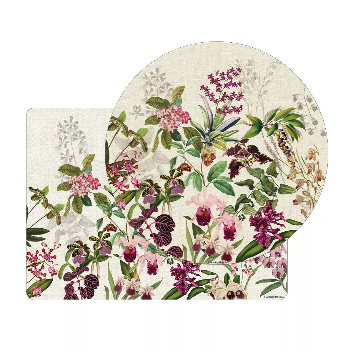 Set de table Parfum d'Orchidée Grège, orchidées sur fond beige grège