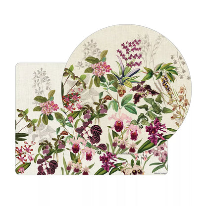 Set de table Parfum d'Orchidée Grège, orchidées sur fond beige grège