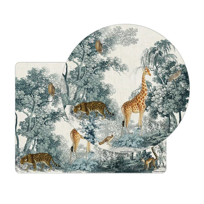 Set de table Utopie Encre à motif placé, verso uni blanc cassé