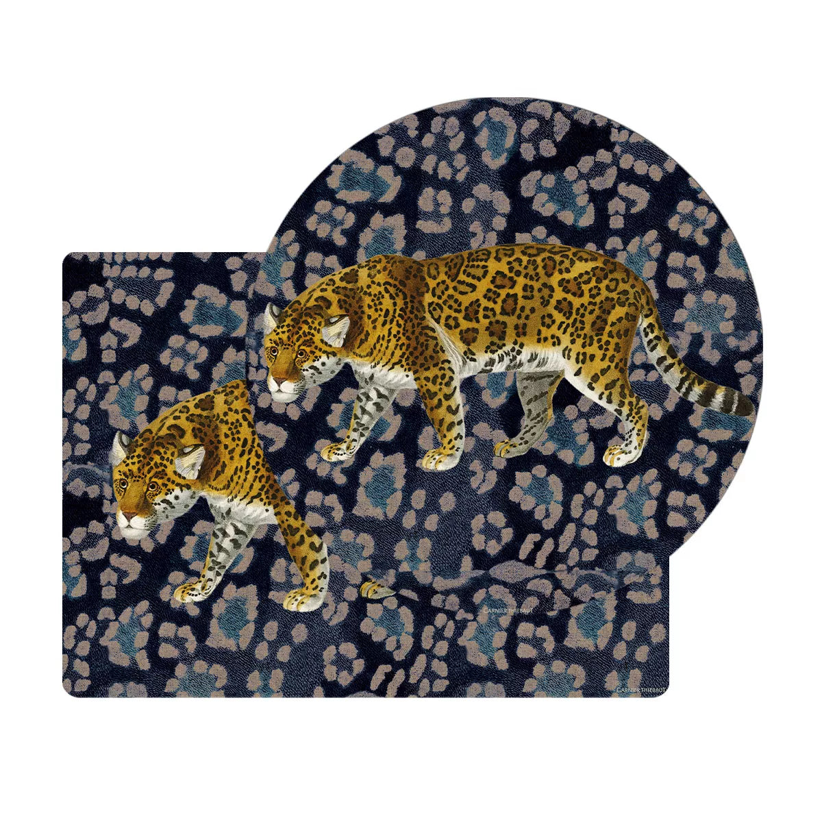 Set de table Jaguar Fauve, décor jaguar bleu et jaune