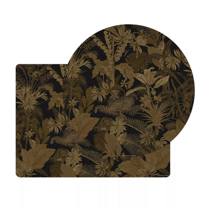 Set de table Rainforest Black, décor végétal tropical brun et noir