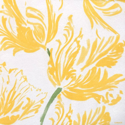 Serviette en papier intissé 40x40cm Tulipe jaune- Françoise Paviot