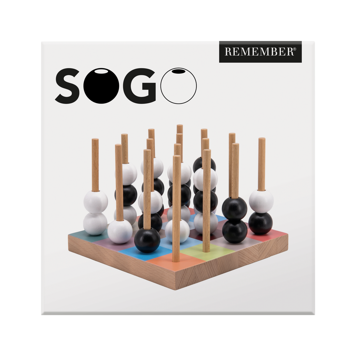 Jeu Sogo, plateau en hêtre avec bâtons et billes noires et blanches