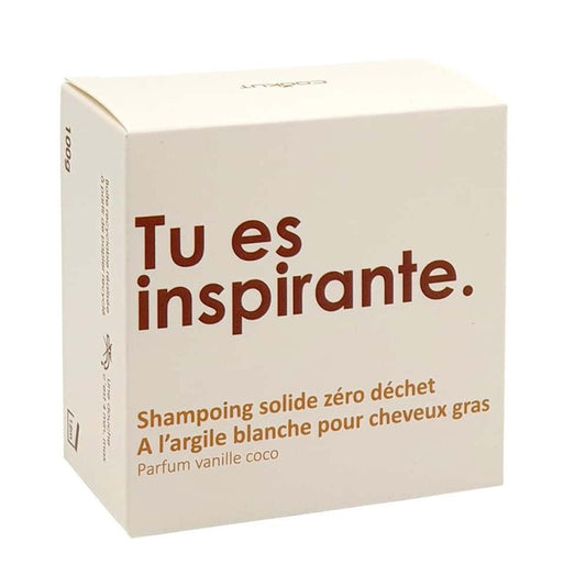 Shampoing solide Zéro déchet a l’argile blanche pour cheveux gras « Tu es inspirante » - Cookut