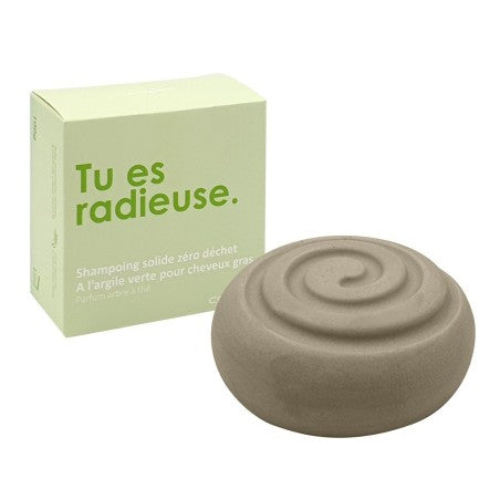 Shampoing solide Zéro déchet à l’argile verte pour cheveux gras « Tu es radieuse » - Cookut