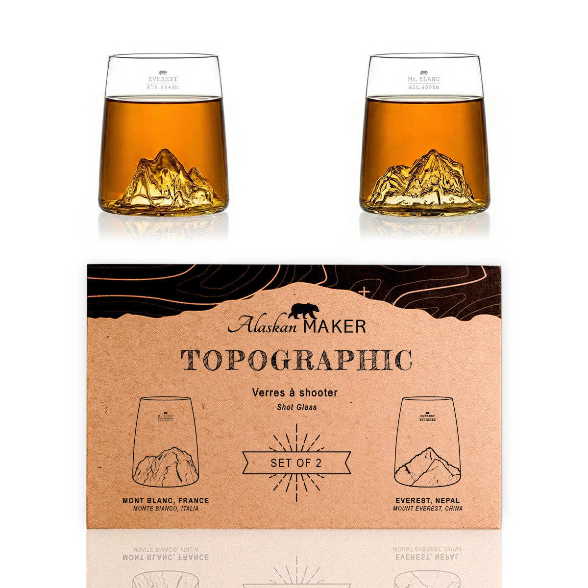 Coffret de 2 shooters Everest/Mont Blanc TOPOGRAPHIC - Alaskan Maker