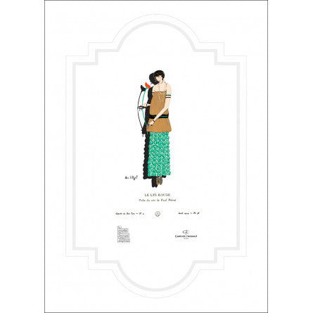 Torchon Image lys rouge vintage - Garnier-Thiebaut