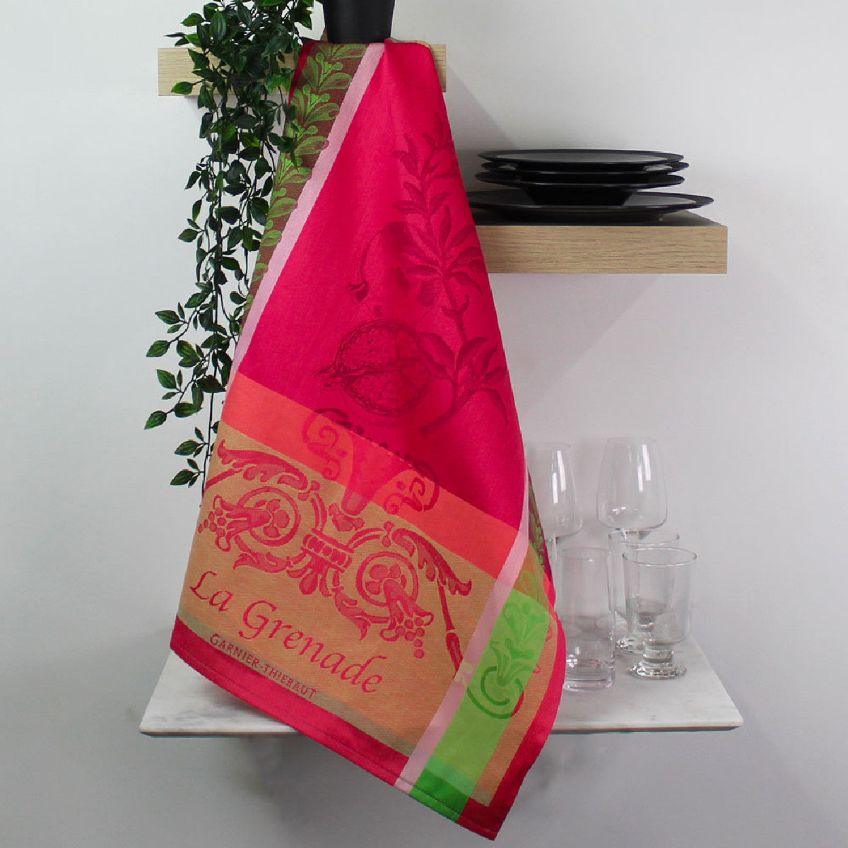 Torchon Grenade rose - Garnier-Thiebaut
