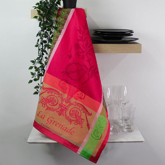 Torchon Grenade rose - Garnier-Thiebaut