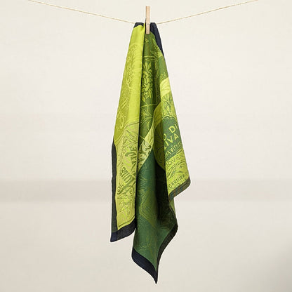 Torchon Olives vintage vert - Garnier-Thiebaut