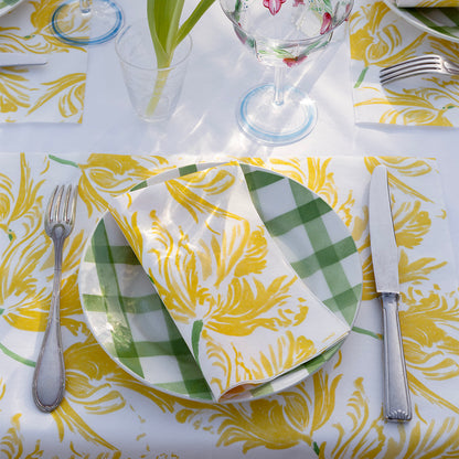Serviette en papier intissé 40x40cm Tulipe jaune- Françoise Paviot