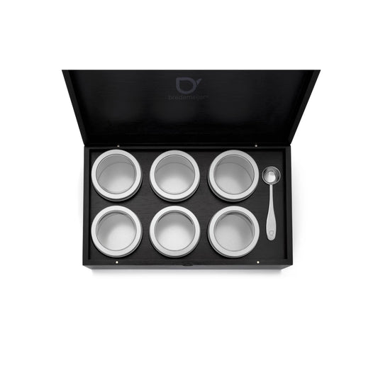 Coffret à thé avec 6 boîtes à thé et cuillère Universal - Bredemeijer