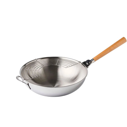 Wok de cuisine - Couvercle et poignée - 4,2L - Panier vapeur - Inox - 32 cm - Tous Feux - O'Wok Gourmet - Mastrad