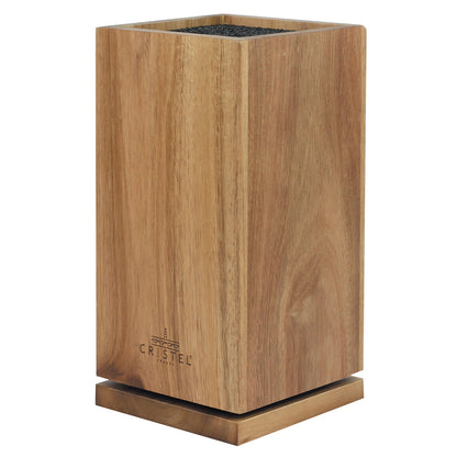Bloc à couteaux rotatif en bois d'acacia Cristel