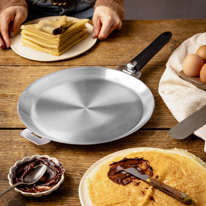 Poêle à crêpes en inox Mutine - poignée amovible - Cristel