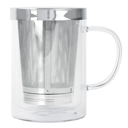 Mug en verre double paroi Verbena avec filtre inox