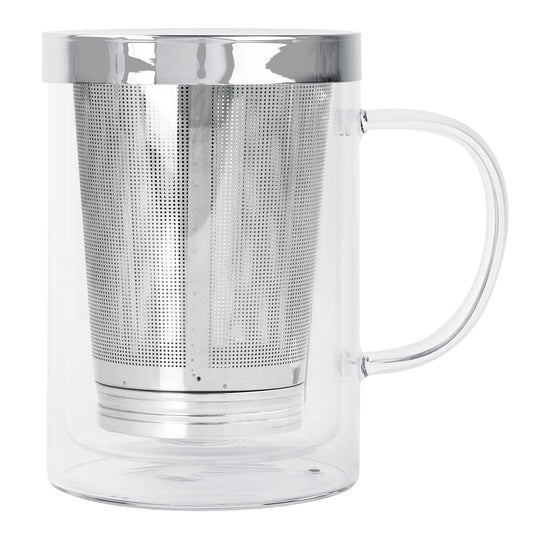 Mug en verre double paroi Verbena avec filtre inox
