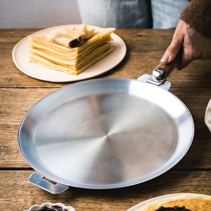 Poêle à crêpes en inox Mutine - poignée amovible - Cristel