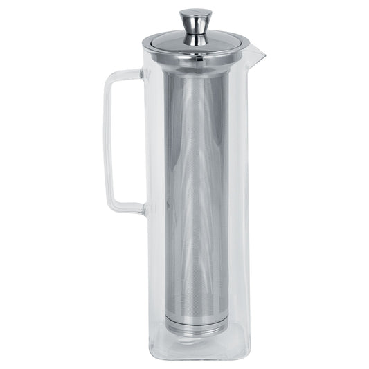 Théière en verre allongée Long Island avec filtre inox