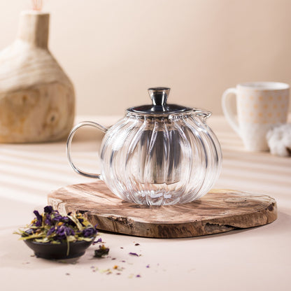 Théière ronde Gyokuro en verre avec filtre dévissable