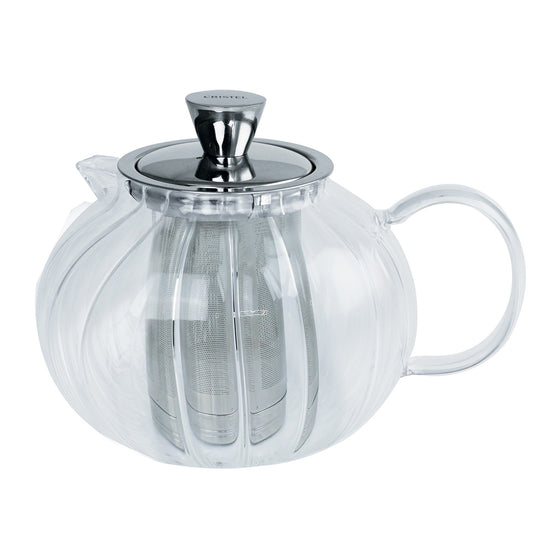 Théière ronde Gyokuro en verre avec filtre dévissable
