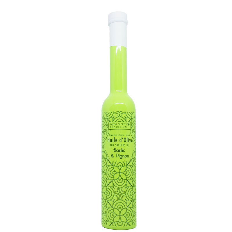 Huile d'olive aux saveurs de basilic et pignon - Savor & Sens