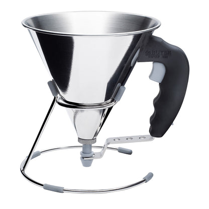 Entonnoir à piston avec pied 0,8L en inox De Buyer - Acier inoxydable, capacité 0,8 L
