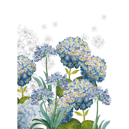Torchon Jardin d'Hortensias bleu - Garnier-Thiebaut