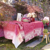 Chemin de table Géraniums rose - Garnier-Thiebaut