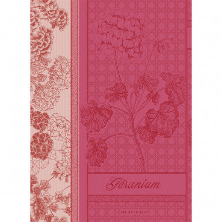 Torchon Géraniums rose - Garnier-Thiebaut